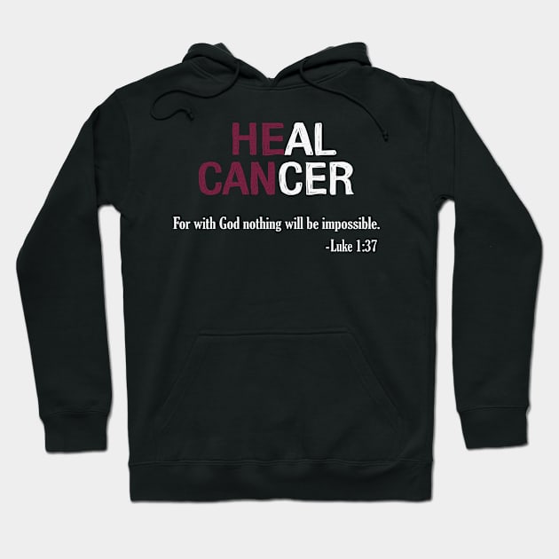 Heal Cancer God Nothing Will Be Impossible Sickle Cell Awareness Burgundy Ribbon Warrior Hoodie by celsaclaudio506